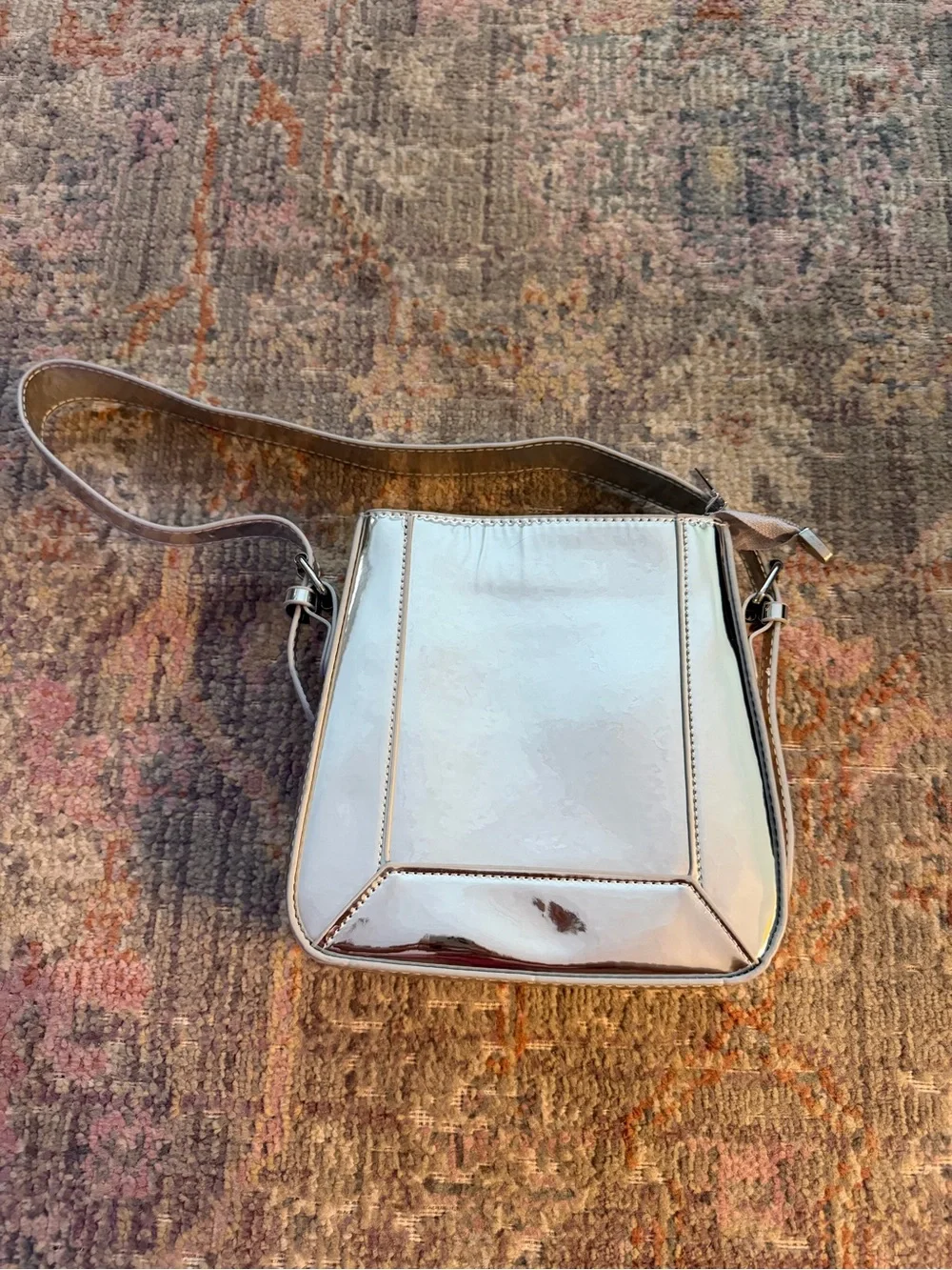 Metallic Silver Crossbody Shoulder Bag